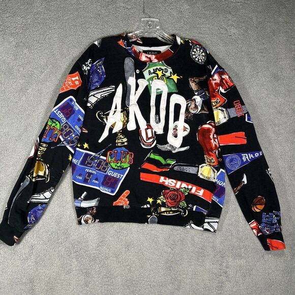 Akoo Sweatshirt Men’s L All over Graphic Sports Print - Picture 1 of 6